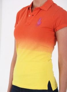 Polo Ralph Lauren Poloshirt DAMEN KATE DIP DYE Mesh Kurzarm Orange/Gelb Lila Big Pony Gr M (9) Bekleidung
