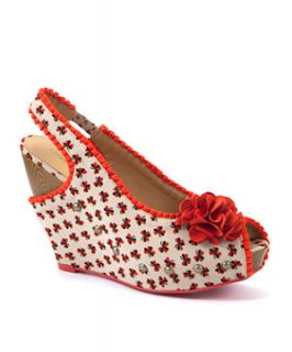 Ruby Shoo Red and Cream Clover Shirley Wedges