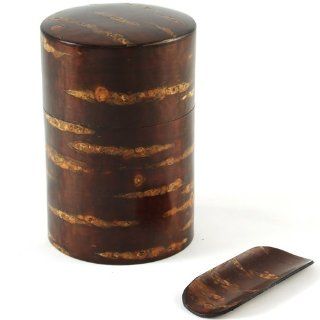 Polierte Kirschbaumrinde Tea Caddy All Holz   120g Küche & Haushalt