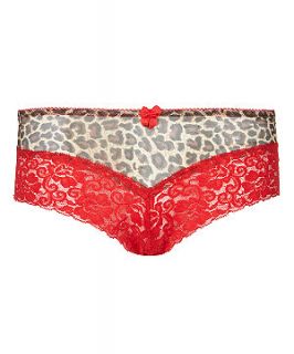 Red Leopard Print Lace Brazilian Briefs