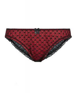 Red and Black Heart Mesh Overlay Briefs