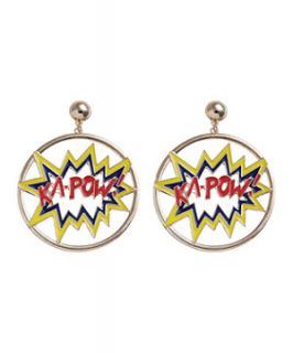 Red and Yellow Kapow Pop Art Hoop Earrings