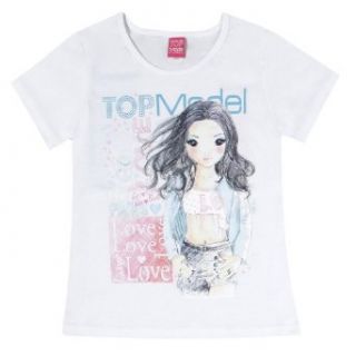 Top Model Mdchen T Shirt 85076, Gr. 128, Wei (001 white) Bekleidung