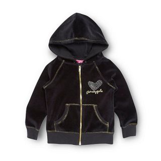 Pineapple Girls black velour zip through hoodie