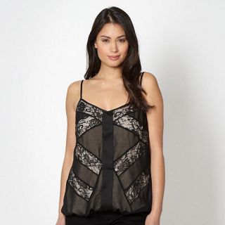 Star by Julien Macdonald Black lace panelled bubble hemmed vest top   size 14