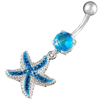 1,6mm 10mm Bauchnabelpiercing baumeln Kristall Stahl Swarovski capriblau Ohr Bananabell BGGG Schmuck