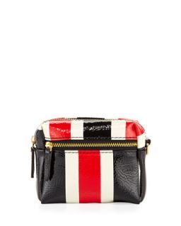Avignon Striped Vinyl Cosmetic Pouch, Red/Navy