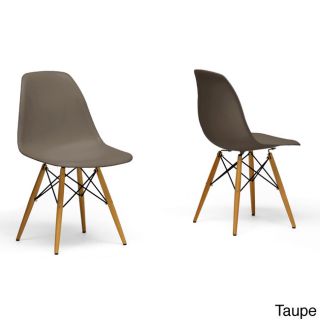 Azzo Beige Plastic Mid century Modern Shell Chairs (set Of 2)