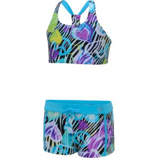 LAGUNA Girls Wild Zebra 2 Piece Swimsuit   Size 7, Cotton Candy/zebra
