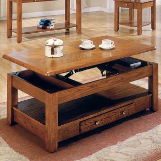 Steve Silver Nelson Lift Top Cocktail Table with Casters Oak   Coffee Tables