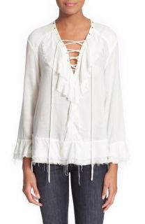 IRO Oversize Lace Up Top