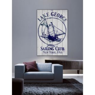 Lake George Sailing Club Wall Art on Wood Planks in White by Marmont