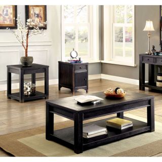Furniture of America Cosbin Bold 2 piece Antique Black Accent Table