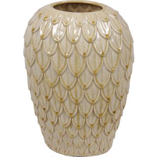 Large Antique White/ Dripped Gold Ceramic Vase   Shopping