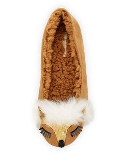 kate spade new york salena fox face sequin slipper, honey