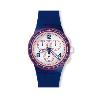 Swatch Unisex SUSZ100 Original Chronograph Blue Silicone Watch