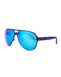Gucci Semi Matte Aviator Sunglasses, Navy