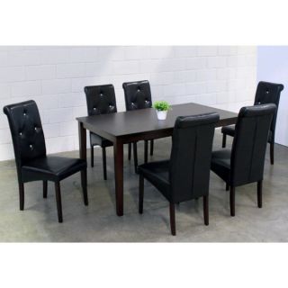 Warehouse of Tiffany Seven Piece Black Bicast Leather Dining Furniture