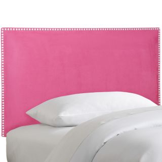 Skyline Furniture Nail Button Border Headboard in Micro Suede Hot Pink
