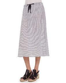 Eileen Fisher Striped Linen Jersey Flare Knee Skirt, Womens