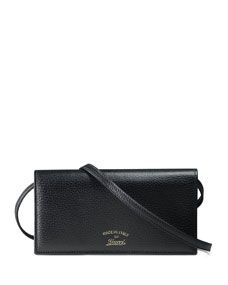 Gucci Swing Leather Wallet with Strap, Black