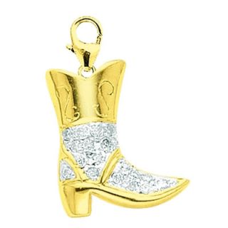 EZ Charms 14K 1.15 Grams Yellow Gold Diamond Cowboy Boot Charm