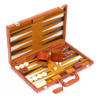 Viscount Leather Backgammon Set   18 Inch   Backgammon Sets