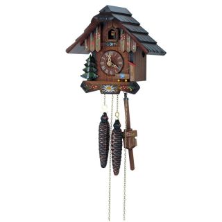 Schneider 7 Inch Handpainted Flowers Black Forest Cuckoo Clock   Cuckoo Clocks