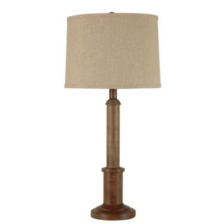 Dinah 29 inch High With Driftwood Finish And Tan Tweed Drum Shade