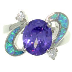 CGC High Polish Sterling Silver Purple Cubic Zirconia and Created Blue