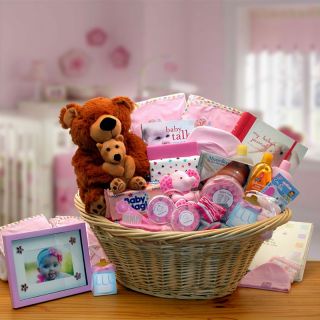 Deluxe Welcome Home Precious Baby Basket   Pink   Gift Baskets by Occasion