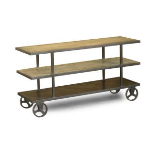 Handcrafted Reclaimed Wood Media Console and Wheels (India)   15702645