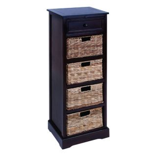 Woodland Imports Cabinet with 4 Wicker Basket Chest