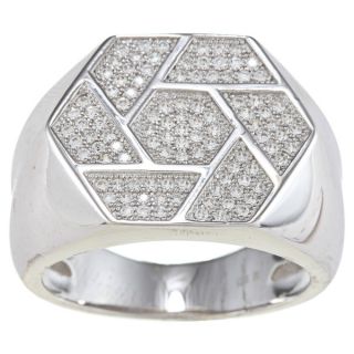La Preciosa Sterling Silver Mens Cubic Zirconia Geometric Ring