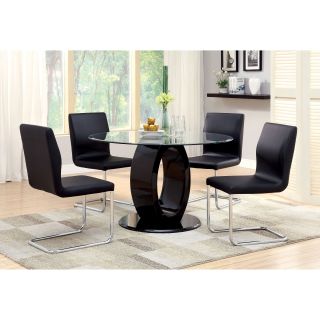 Furniture of America Damore Contemporary High Gloss Round Dining Table   Kitchen & Dining Room Tables