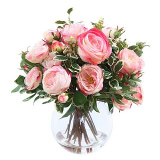 Jane Seymour Mixed Rose 17 in. Pink Silk Flower Arrangement   Silk Flowers