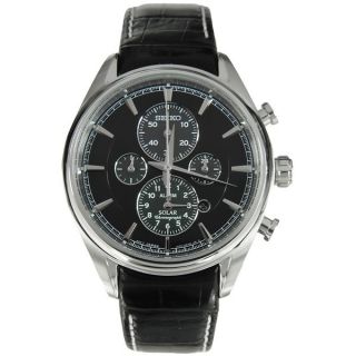 Seiko Mens SSC211P2 Solar Black Dial Chronograph Watch   16569099