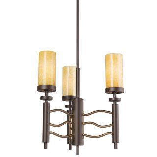 Contemporary 3 light Olde Bronze/ Cashmere Chandelier with Honey
