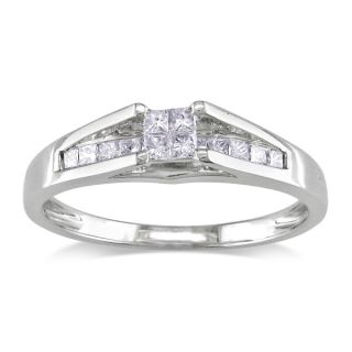 14k White Gold 1/2ct TDW Princess Diamond Engagement Ring (H I, I1 I2)