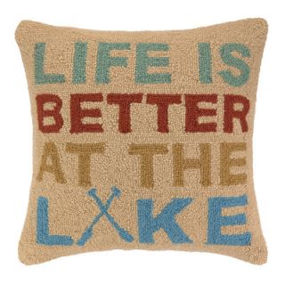 Life is Better at the Lake Hook Wool Throw Pillow by Peking Handicraft