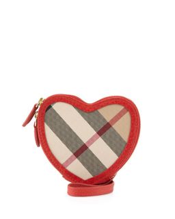 Burberry Heart Shaped Check Crossbody Bag, Military Red