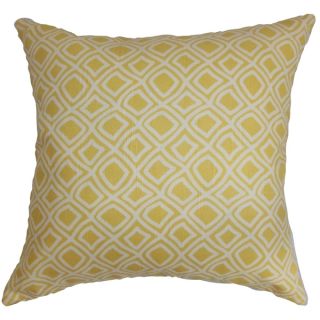 Wei Geometric Yellow White Down Filled Throw Pillow