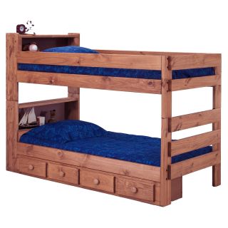 Chelsea Home Twin over Twin Bookcase Bunk Bed   Mahogany   Bunk Beds & Loft Beds