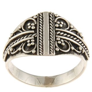 Kabella Lily B Sterling Silver Twisted Rope and Bead Design Ring