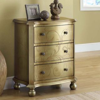 Monarch Transitional 3 Drawer Bombay Chest   Gold   Decorative Chests