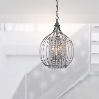 Compact Satin Nickel and Crystal Pendant Chandelier   14340221