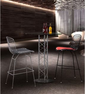 Zuo Modern Westfall 27.5 Inch Wire Counter Stool with Cushion   Chrome   Set of 2   Bar Stools
