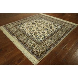 Hand knotted Oriental Isfahan Wool Ivory Area Rug (6 X 6