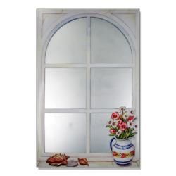 Faux Window Mirror Scene with Daisies and Shells  