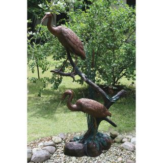 Brass Baron Pair of Grand Herons Garden Statue   Garden Statues
